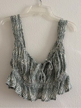 O'Neill Green and White Tie Front Tank Top